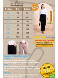 Kadın Kumaş Pantolon, Kemerli, Geniş Paça Palazzo Model, Siyah