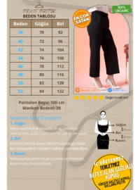 Kadın Geniş Paça Tesettür Pantolon Beli Lastikli Siyah