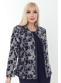 Büyük Beden 3784 Lacivert Ceket Bluz Takım Lacivert