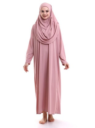 Tek Parça Namaz Elbisesi - Gül Kurusu - 5015 Gül Kurusu
