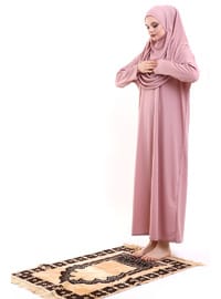 Tek Parça Namaz Elbisesi Gül Kurusu 5015