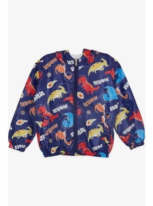 BREEZE GİRLS & BOYS Erkek Çocuk Yağmurluk Kükreyen Dinozorlar Desenli 1-5 Yaş, Lacivert