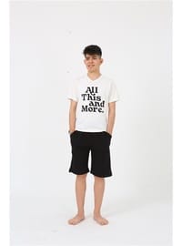Genç Erkek Şortlu Pijama Takımı Ekru