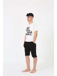Genç Erkek Şortlu Pijama Takımı Ekru