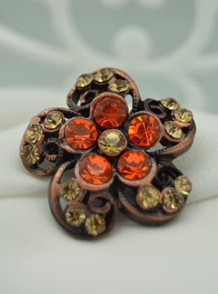 TURUNCU VE BAL RENGİ BROŞ - Bronz - Artbutika