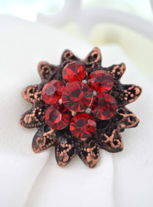 NİLÜFER BROŞ - Kirmizi - Artbutika