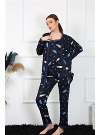 Lacivert Sabahlık Pijama Takım