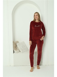 Kadife Pijama Takımı Bordo