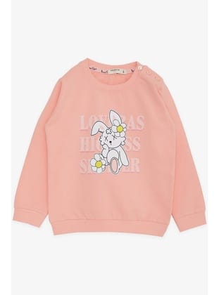 BREEZE Kız Çocuk Sweatshirt Tavşancık Baskılı 1.5-5 Yaş, Somon