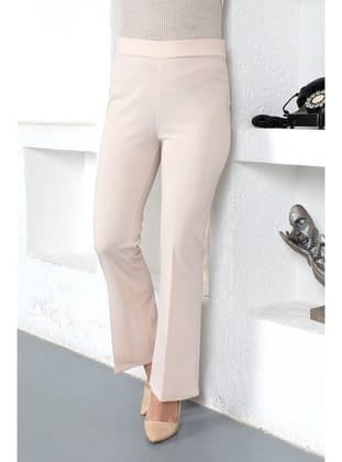 Beli Lastikli İspanyol Paça Pantolon TSD230237 Bej