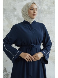 Salvia Salaş Kol Biye Desenli Ferace Lacivert