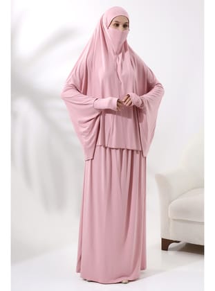 İki Parça Pratik Namaz Elbisesi 8016 Pembe Pembe
