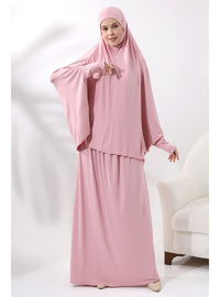 İki Parça Pratik Namaz Elbisesi 8016 Pembe