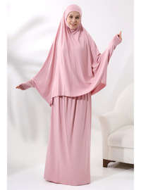 İki Parça Pratik Namaz Elbisesi 8016 Pembe