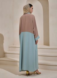 İki Renk Abaya Seti Kahverengi