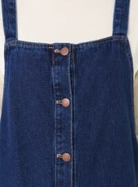 Pamuklu Denim Jile Elbise Mavi