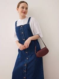 Pamuklu Denim Jile Elbise Mavi