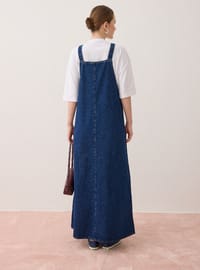 Pamuklu Denim Jile Elbise Mavi