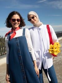 Pamuklu Denim Jile Elbise Mavi