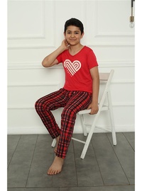 Çocuk Penye Pijama Takımı Kırmızı