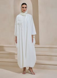 ELANA Abaya - Taş İşlemeli Beyaz