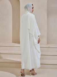 ELANA Abaya - Taş İşlemeli Beyaz