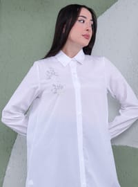 Taşlı Tunik - Beyaz