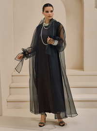 Organze Detaylı Abaya Siyah