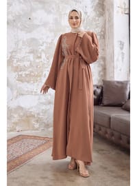 Lora Taşlı Abaya Camel