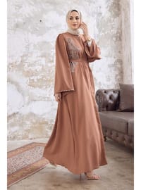 Lora Taşlı Abaya Camel