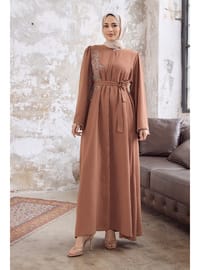 Lora Taşlı Abaya Camel