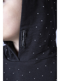 Kız Çocuk Taş İşlemeli Sweatshirt Siyah