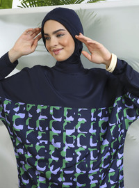 Yarasa Kol Desenli Tesettür Mayo Lacivert Mayo Bella
