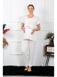 Hamile Pijama Takımı Ekru