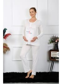 Hamile Lohusa Pijama Takımı Ekru