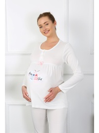 Hamile Lohusa Pijama Takımı Ekru