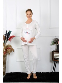 Hamile Lohusa Pijama Takımı Ekru
