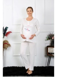 Hamile Lohusa Pijama Takımı Ekru