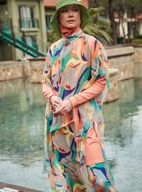 Desenli Pareo Kaftan P2409 Çok Renkli