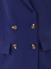 Double Kumaş Düğme Detaylı Kruvaze Yelek - Lacivert - Refka