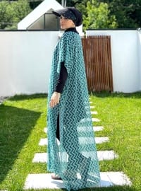 Desenli Pareo-Kaftan Mint Yeşili