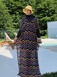Desenli Pareo-Kaftan Turuncu