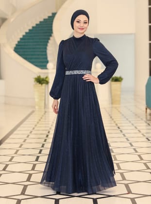 Abiye Elbise - Lacivert - Azra Design