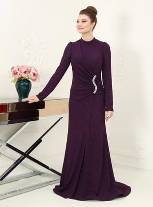 Abiye Elbise - Mor - Azra Design