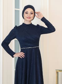 Tesettür Abiye Elbise - Lacivert
