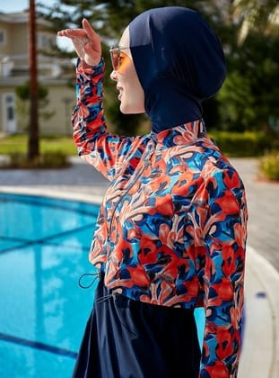 Remsa Tam Kapalı Tesettür Mayo R113 Batik