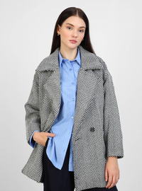 Balık Sırtı Desenli Kaban Siyah Nolia Butik Mood