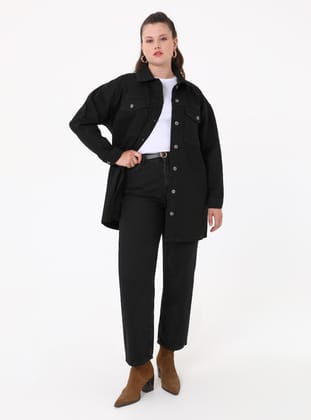 Straight Fit Denim Pantolon - Siyah - Alia
