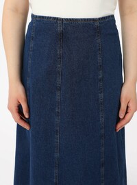 Büyük Beden Kuplu Denim Etek - Koyu Mavi - Alia