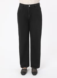 Straight Fit Denim Pantolon Siyah Alia